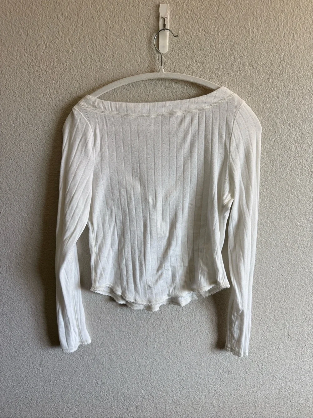 Free People Coffee Chat Long Sleeve Henley Pointelle Cotton Loungewear Medium